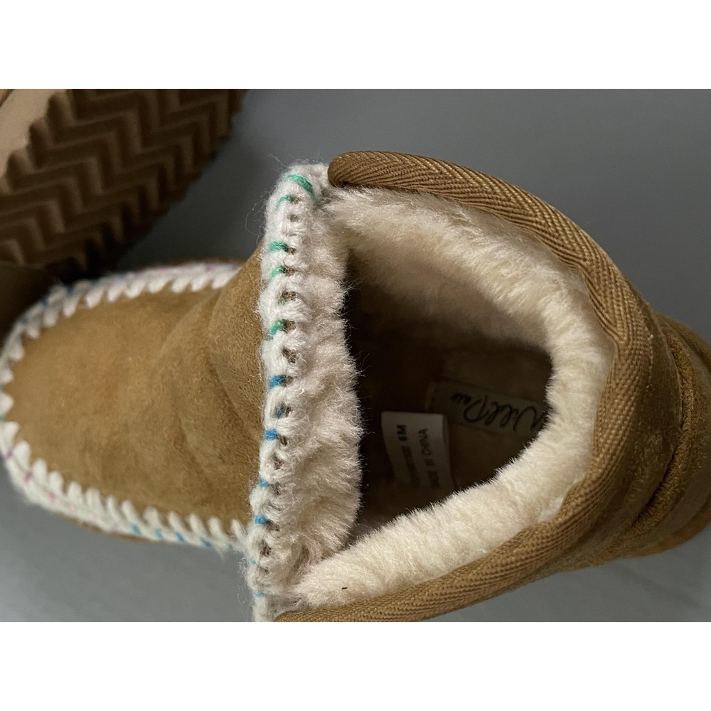 Wild Pair Jolenef Slippers Shoes Womens Size 6 Chestnut Suede Faux Fur Bootie - Picture 7 of 9